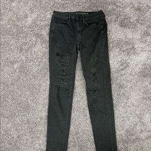 American Eagle Outfitters Black Ripped Skinny Jeans